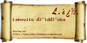 Lebovits Áldáska névjegykártya